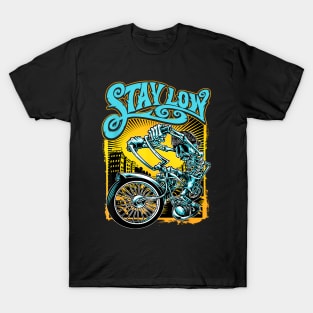 Stay Low Biker Skeleton T-Shirt